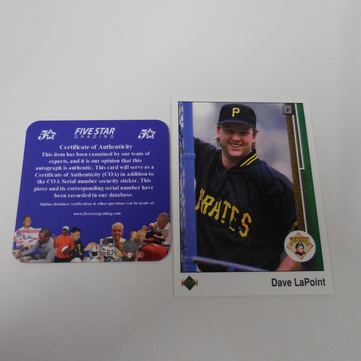AUTHENTIC 1989 UPPER DECK DAVE LAPOINT AUTOGRAPHED CARD COA