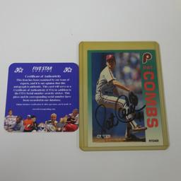 AUTHENTIC 1992 FLEER PAT COMBS AUTOGRAPHED CARD PHILLIES COA