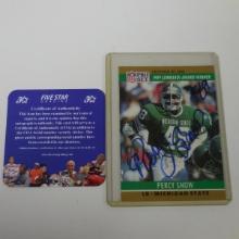AUTHENTIC 1990 PRO SET PERCY SNOW AUTOGRAPHED ROOKIE CARD COA