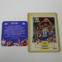 AUTHENTIC 1990 FLEER BASKETBALL MIKE SANDERS AUTOGRAPHED CARD COA