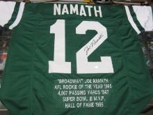 AUTHENTIC JOE NAMATH AUTOGRAPHED STAT JERSEY GTSM COA NEW YORK JETS