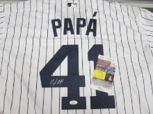AUTHENTIC MIGUEL ANDUJAR AUTOGRAPHED NEW YORK YANKEES PAPA 41 JERSEY JSA COA