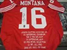 AUTHENTIC JOE MONTANA AUTOGRAPHED 49ERS STAT JERSEY GTSM COA