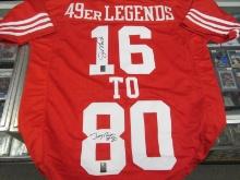 AUTHENTIC JOE MONTANA JERRY RICE DUAL AUTOGRAPHED 16 TO 80 JERSEY 49ERS GTSM COA