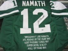 AUTHENTIC JOE NAMATH AUTOGRAPHED STAT JERSEY GTSM COA NEW YORK JETS