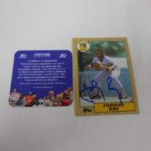 AUTHENTIC 1987 TOPPS JOHNNY RAY AUTOGRAPHED CARD COA