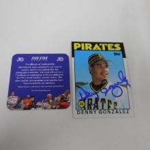 AUTHENTIC 1986 TOPPS DENNY GONZALEZ AUTOGRAPHED CARD COA