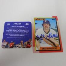 AUTHENTIC 1990 TOPPS MIKE LAVALLIERE AUTOGRAPHED CARD COA