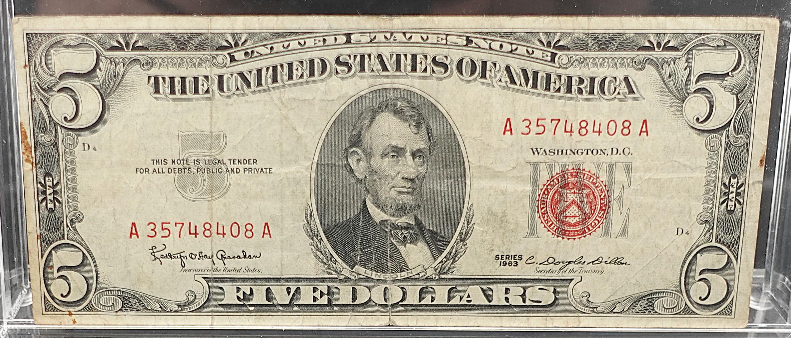 1963 Red Seal $5 Note