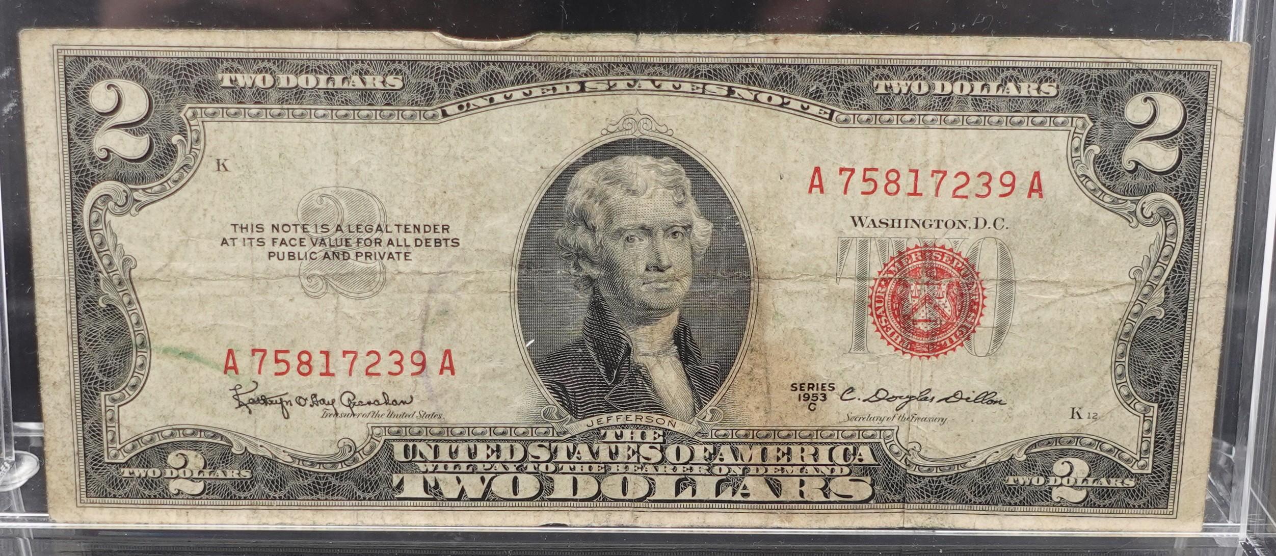 1953-C Red Seal $2 Silver Certificate