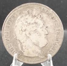 1834 A 5 Francs Silver Coin