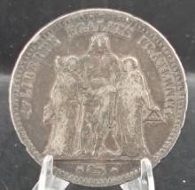 1849 A 5 Francs Silver Coin