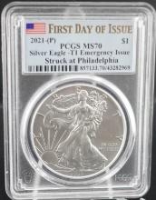 2021-P Silver Eagle and 1959 South African 3 Pence
