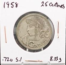 (2) Silver Coins the 1958 Mexican 25 Centavos and the 1959 Netherlands 2 1/2 Gulden