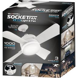 Bell & Howell Socket Ceiling Fan With Light, White