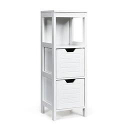 Costway Floor Cabinet Multifunction Storage Rack Stand Organizer - White