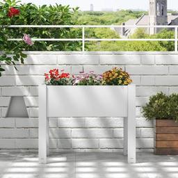53 Liter Raised Bed Grow Box Self-Watering Planter Box Stand with Water Level Monitor - White