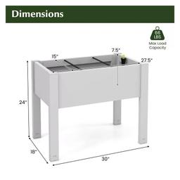 53 Liter Raised Bed Grow Box Self-Watering Planter Box Stand with Water Level Monitor - White