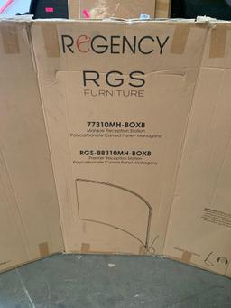Regency Marque Reception Desk, Curved Workstation Panel - Mahogany