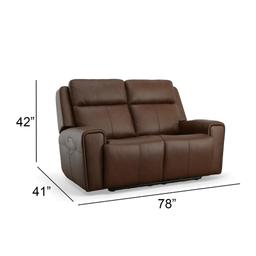 Barnett Power Reclining Loveseat with Power Headrests and Lumbar - brown - 42'' H X 65'' W X 40'' D