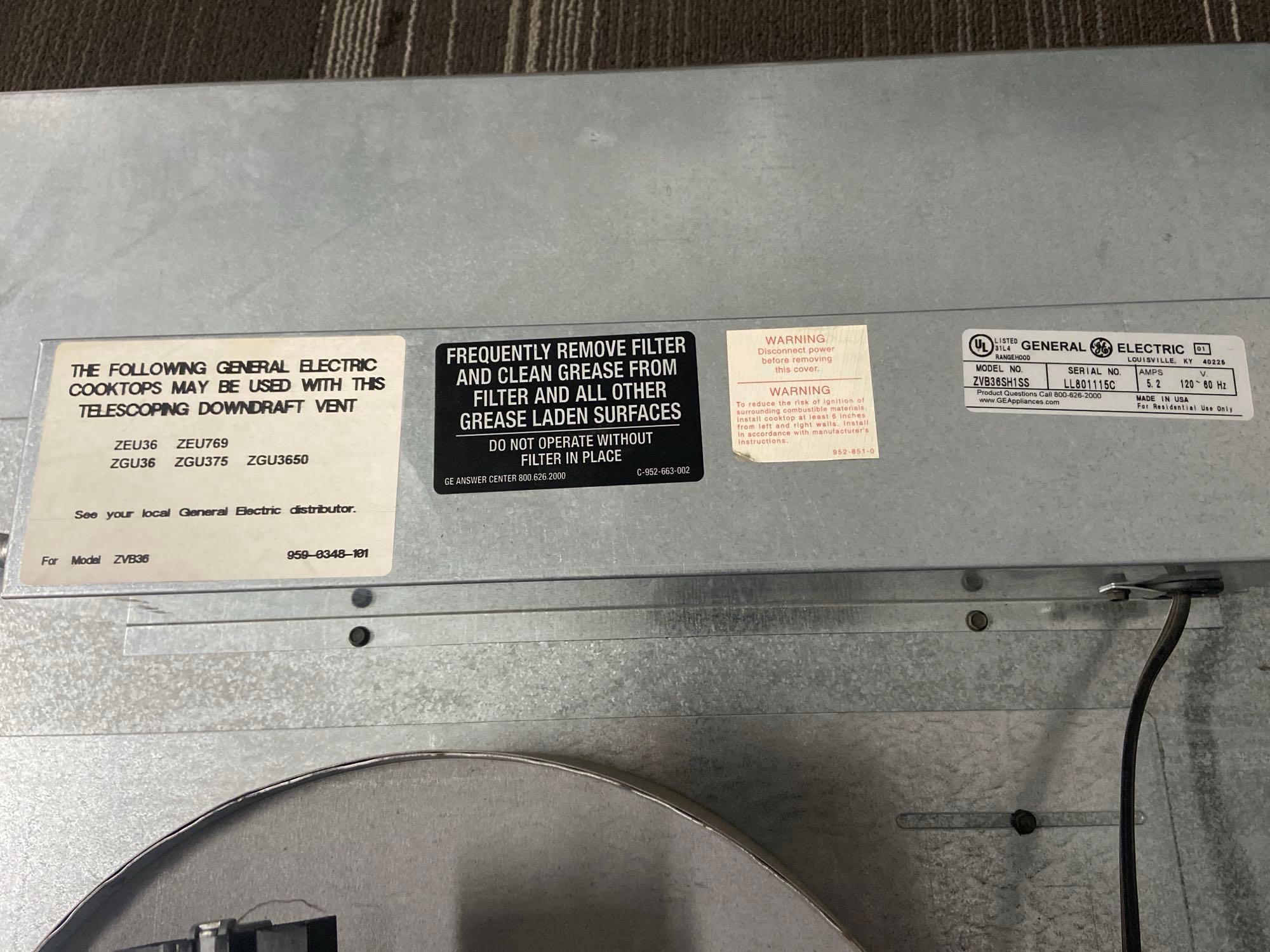 GE Monogram 36" Stainless Telescopic Downdraft - #ZVB36SH1SS