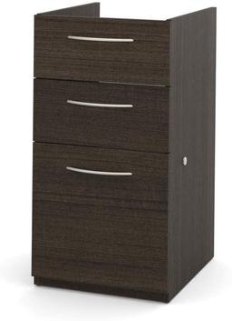 Bestar Embassy 16W Add-On Pedestal With 3 Drawers In Dark Chocolate