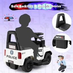 Costway 6V Kids Ride On Police Car with Real Megaphone and Siren Flashing Lights