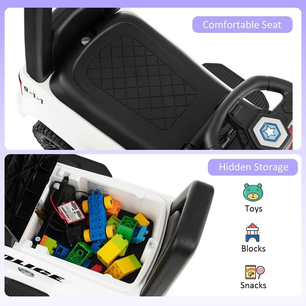 Costway 6V Kids Ride On Police Car with Real Megaphone and Siren Flashing Lights