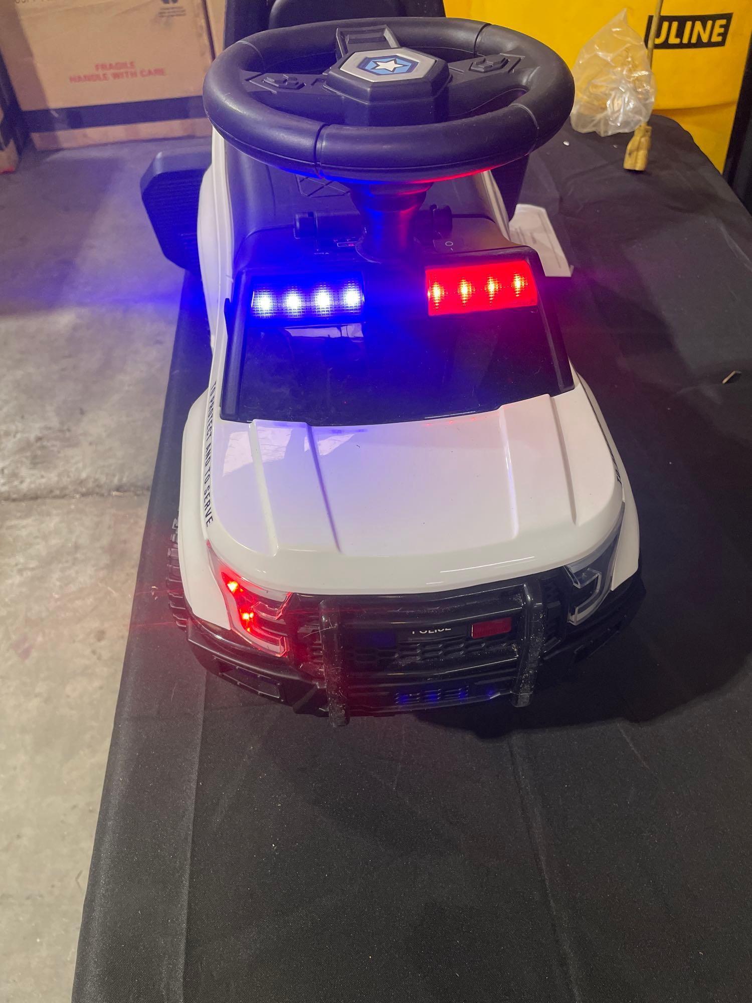 Costway 6V Kids Ride On Police Car with Real Megaphone and Siren Flashing Lights