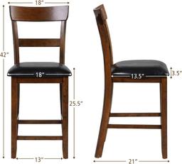 COSTWAY Bar Stools Set of 2, 25.5-Inch Counter Height Chair with Backrest