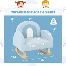 Toddler Rocking Chair with Solid Wooden Frame - blue