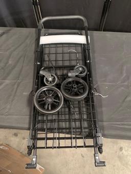 Costway Folding Shopping Cart Jumbo Basket Rolling Utility Trolley Adjustable Handle