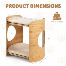 2-Tier Small Cat Condo w/ Natural Bamboo Frame (CATS NOT INCLUDED)