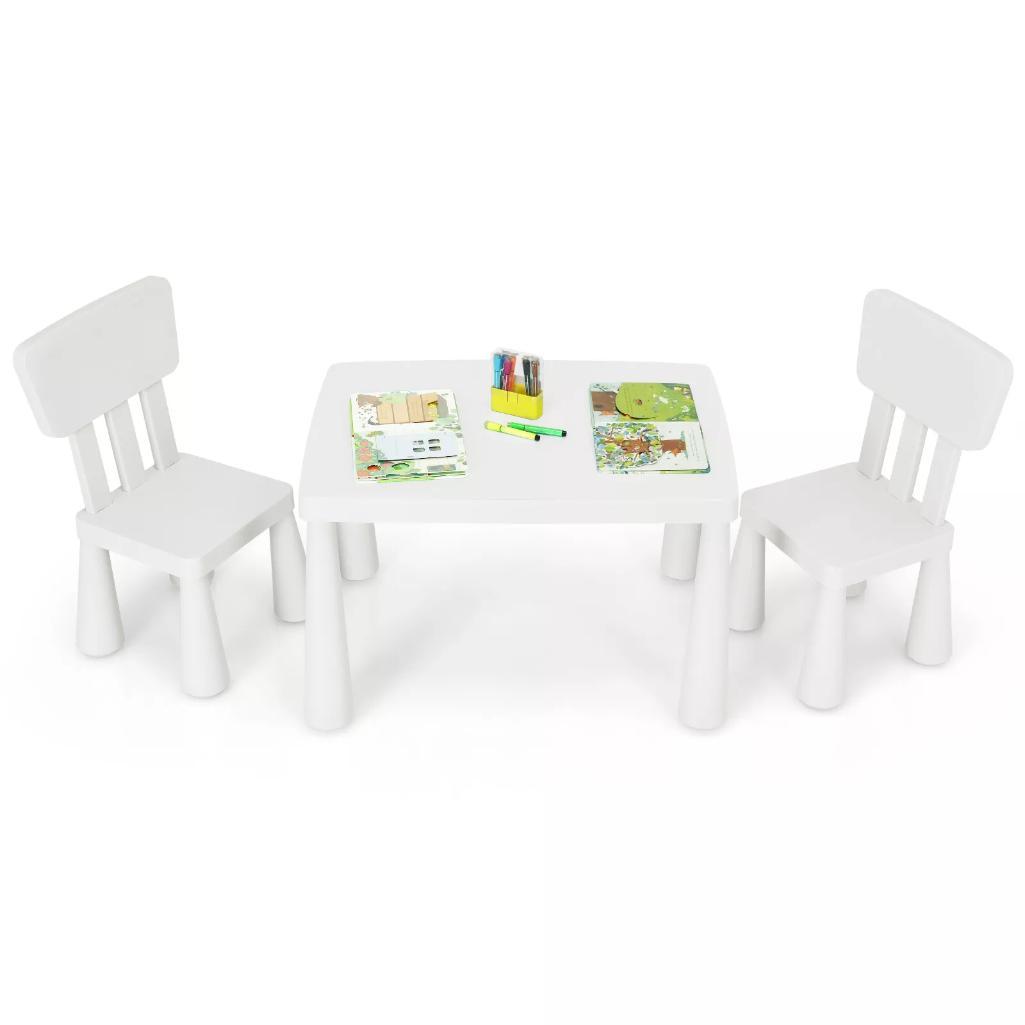 Kids Table & 2 Chairs Set - White