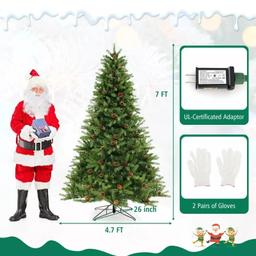 Costway 6/7 FT Artificial Christmas Tree with Pine Cones and Adjustable