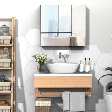 Bathroom Mirrored Cabinet, 24"x22" - White