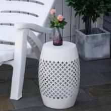 12.5" Steel Outdoor Patio Side Table/End Table - White