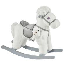Kids Plush Ride-On Rocking Horse - White