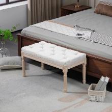 32" Linen Upholstered Bedroom Bench - Cream White