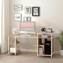 68" Office Table Computer Desk Workstation Bookshelf with CPU Stand - Oak Wood Grain