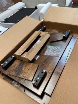 Modern Rectangular Coffee Table w/ L-shaped Middle Shelf - brown
