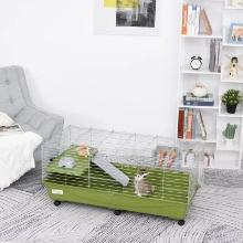 47" Small Animal Cage Chinchilla Guinea Pig Hutch Pet House with Platform Ramp