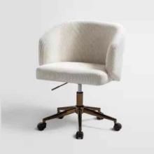 Cesare Ivory Corduroy Upholstered Mid-Century Modern Swivel Task Chair