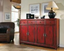 Hooker Furniture Living Room 58'' Red Asian Cabinet (58.25"W x 40.25"H x 15.5"D) #500-50-711