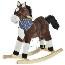 Kids Plush Ride-On Rocking Horse - brown