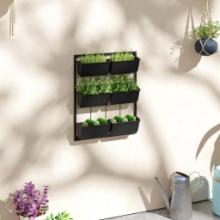 3-Tier Hanging Planter with 6 Pots for Indoor and Outdoor, Wall Mounted - black