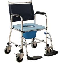 Rolling Shower Chair, Bedside Commode Wheelchair with Padded Seat, 300lb Max - black