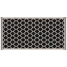 Reversible Outdoor Rug, 9' x 18' Waterproof Plastic Straw Floor Mat - black and beige