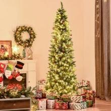 7.5ft Pre-Lit Snow-Dipped Artificial Christmas Tree with Realistic Branches, 350 LED Lights