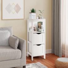 White Bathroom Storage Cabinet, Freestanding Floor Cabinet
